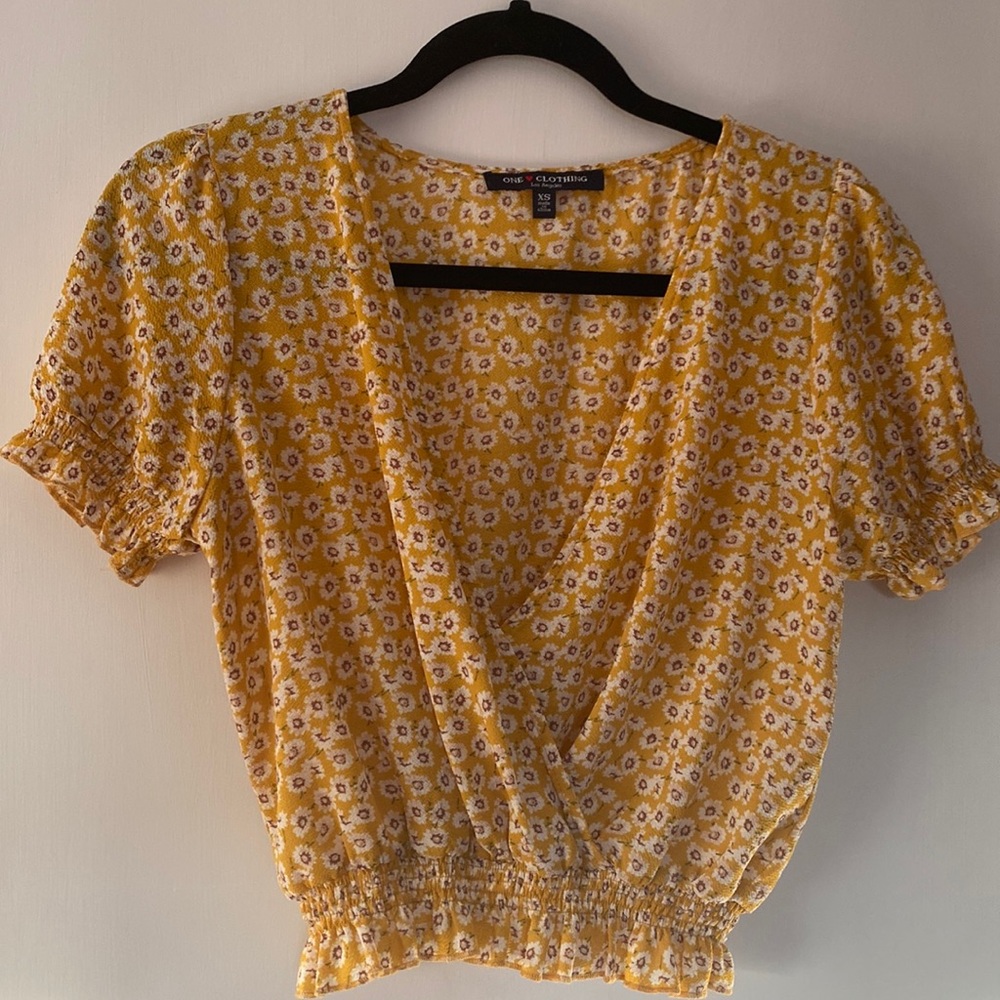 Yellow floral crop top